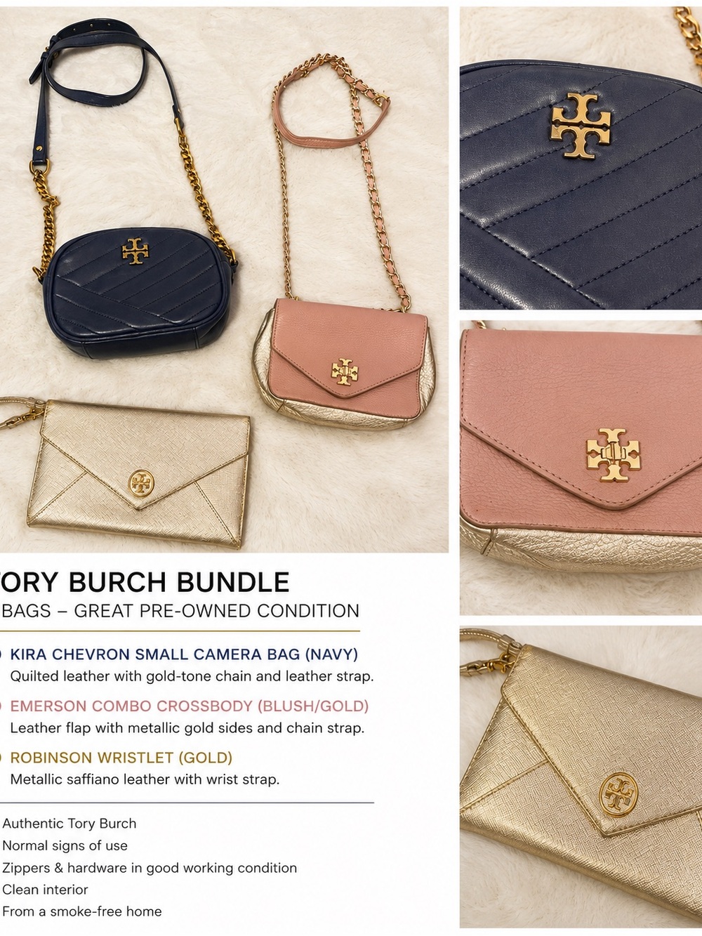 Tory Burch Navy, Blush & Gold Crossbody and Wallet Set - Picture 2 of 3